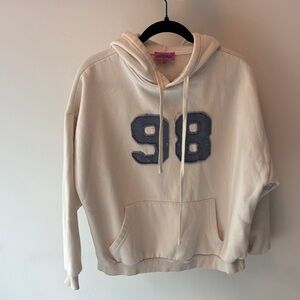 Edikted Cream Hoodie with Blue Patch